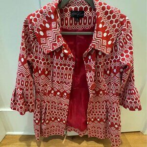 Eden Court Bell 3/4 Sleeve Button-up Flared & Pleated Peacoat (S)